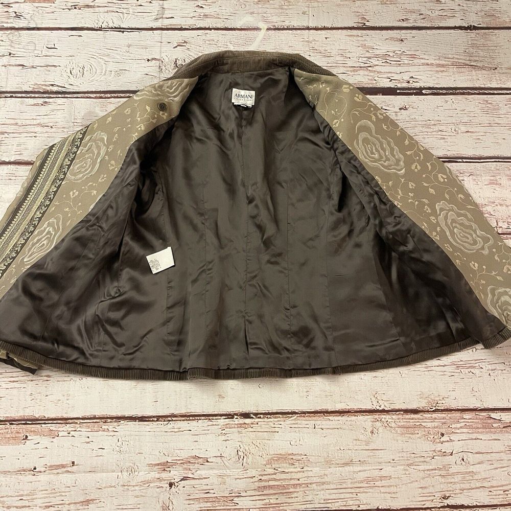 Armani Collezioni Light Brown Corduroy Moto Zip Jacket Size 8 Pockets - Picture 2 of 13
